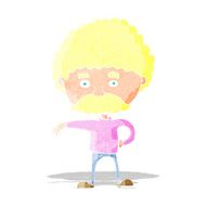 cartoon man with mustache making camp gesture