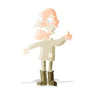 cartoon angry old man in patched clothing