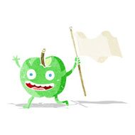 cartoon apple with flag