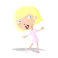 cartoon happy girl gesturing to follow