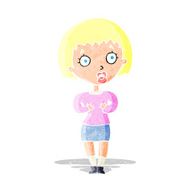 cartoon woman making Who Me? gesture N2