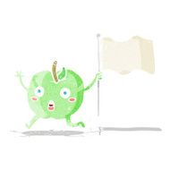 cartoon funny apple with flag