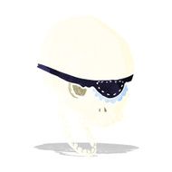 cartoon spooky skull with eye patch