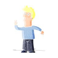 Cartoon Man Giving Peace Sign N4