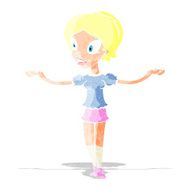 cartoon woman with arms spread wide