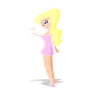 cartoon woman at party N2