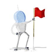 cartoon astronaut planting flag