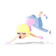 cartoon woman floating