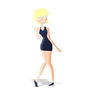 cartoon woman in cocktail dress N2