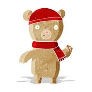 cartoon waving teddy bear N12