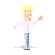 cartoon happy boy waving N2