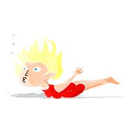 cartoon woman swimming underwater