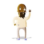 cartoon bearded man waving