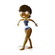 cartoon happy woman in swimming costume N2