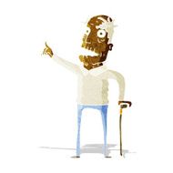 cartoon old man with walking stick N3