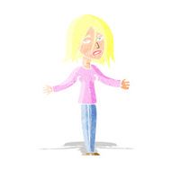 cartoon woman shrugging shoulders N44