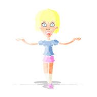 cartoon woman shrugging shoulders N45