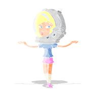 cartoon woman wearing space helmet