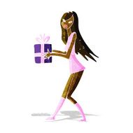 cartoon fashion girl with present N2