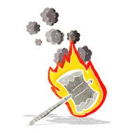 cartoon flaming axe N2