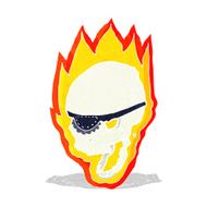 cartoon flaming pirate skull N3