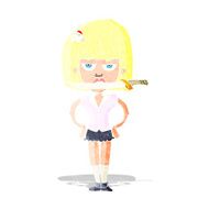 cartoon woman with knife between teeth N4