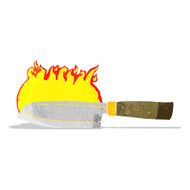 cartoon kitchen knife on fire