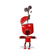 funny cartoon robot with open head N2