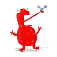 cartoon poisonous frog catching fly