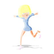 cartoon woman kicking off sock