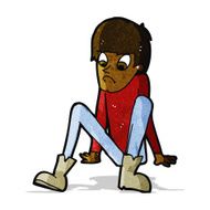 cartoon boy sitting on floor N2