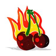cartoon flaming cherries