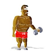 Cartoon Man Lifting Weights N13
