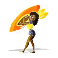 cartoon woman carrying canoe N2
