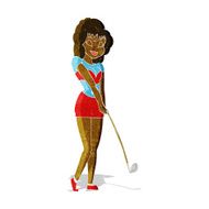 Cartoon Woman Playing Golf N5