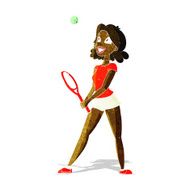 cartoon woman playing tennis N2