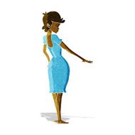 cartoon pretty woman looking at nails