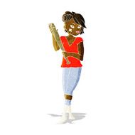 cartoon pretty punk girl with baseball bat N2