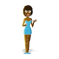 cartoon confused woman in cocktail dress N2