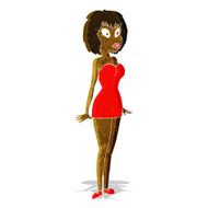cartoon surprised woman in short dress N2