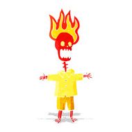 cartoon flaming skeleton