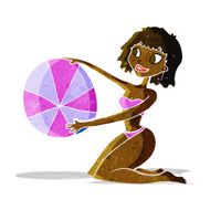 cartoon bikini girl with beach ball N2