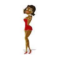 cartoon attractive woman in short dress N2