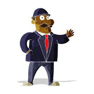 cartoon sensible business man in bowler hat N2