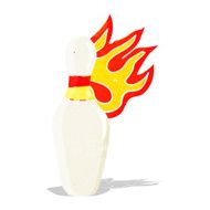 cartoon ten pin bowling skittle on fire