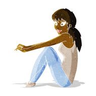 cartoon happy woman sitting N2