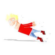 cartoon drenched man flying