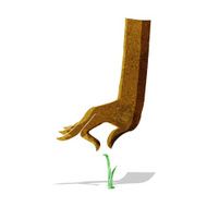 cartoon hand picking blade of grass N2