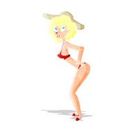 cartoon pin-up beach girl