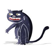 cartoon black cat N31